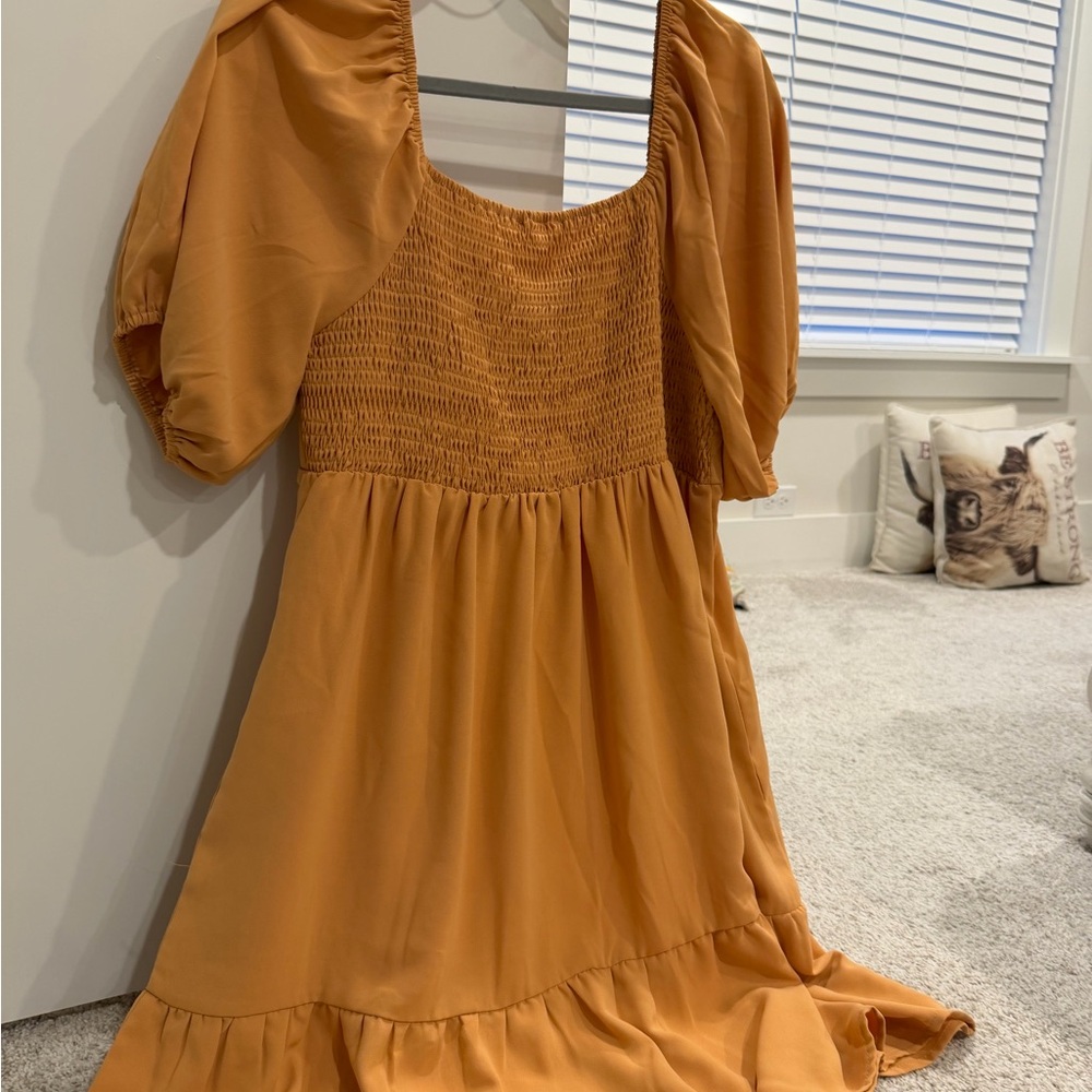 Elegant Orange Midi Dress - Picture 2 of 6